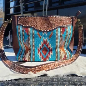 American Darling Conceal Carry Turquoise & Tooled Leather Bag