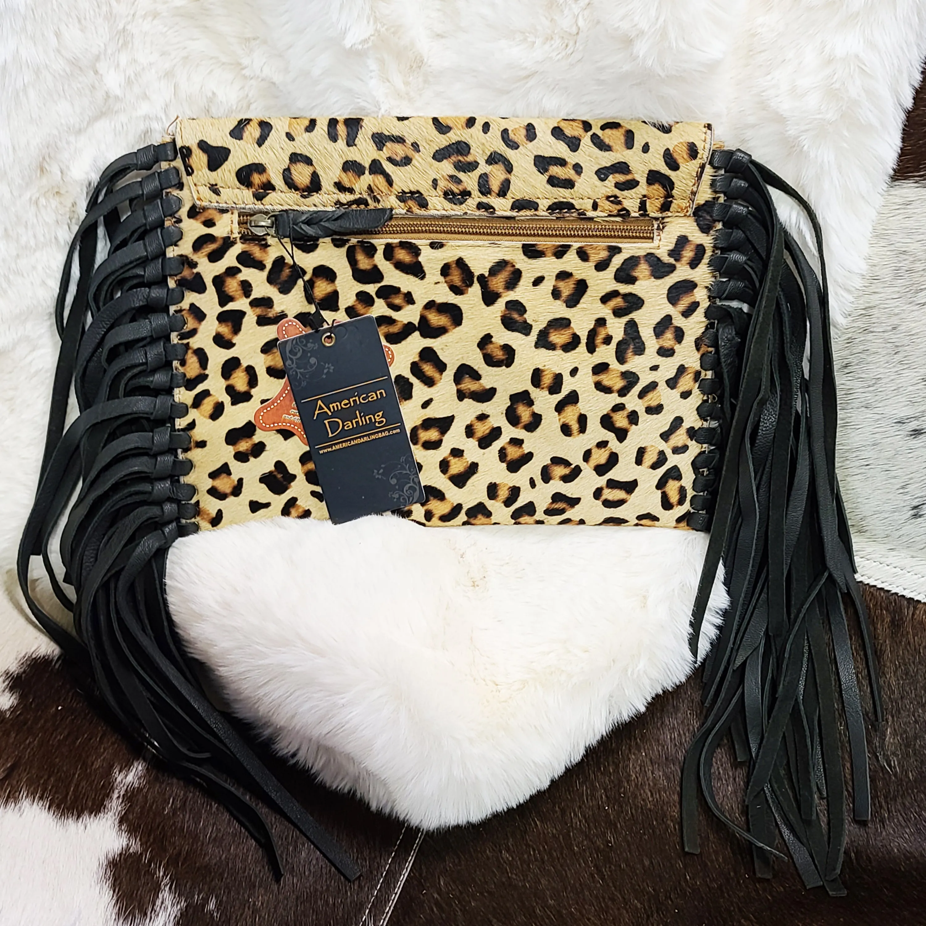 American Darling Fringe Cheetah Clutch