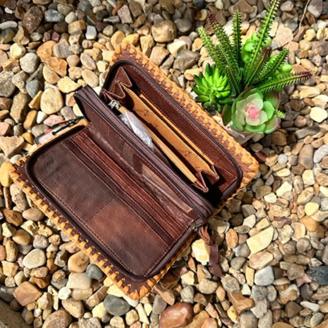 American Darling Leather Tooled Wallet