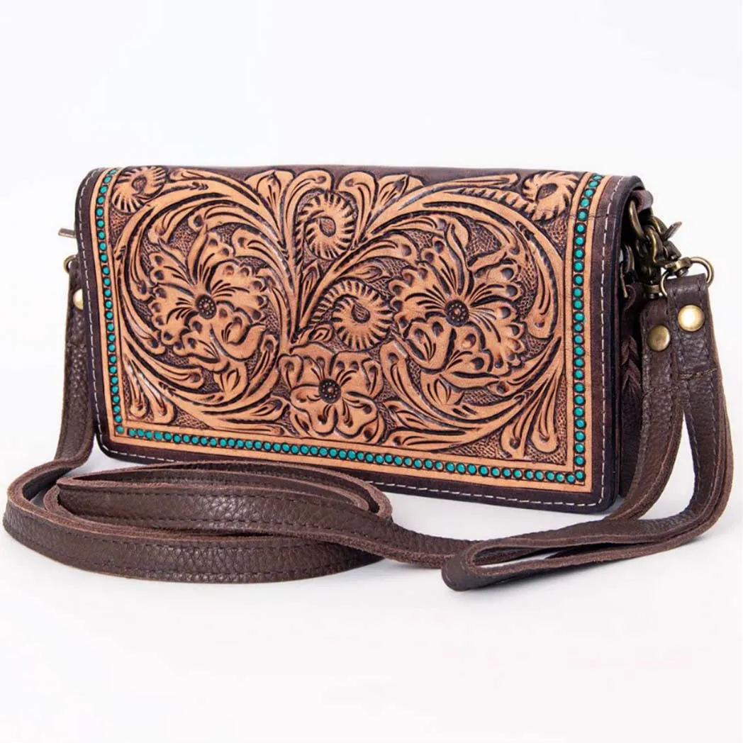 American Darling Tooled Leather & Turquoise Dot Wallet