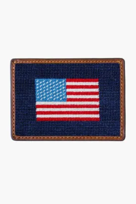 American Flag Needlepoint Credit Card Wallet