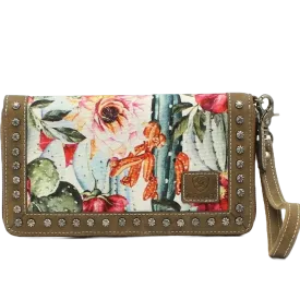 Ariat Ladies Matcher Cactus and Floral Print Studded Leather Clutch A770000197