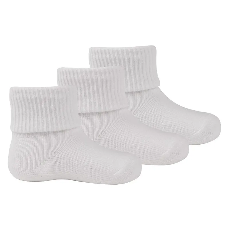 Baby 3 Pack Plain White Turn Over Socks (0-0, 0-2.5, 3-5.5) 44B267