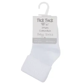 Baby 3 Pack Plain White Turn Over Socks (0-0, 0-2.5, 3-5.5) 44B267