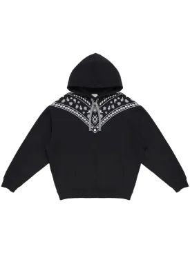 Bandana-Embroidered Drawstring Hoodie