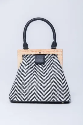 Black and White Chevron Structured Handbag