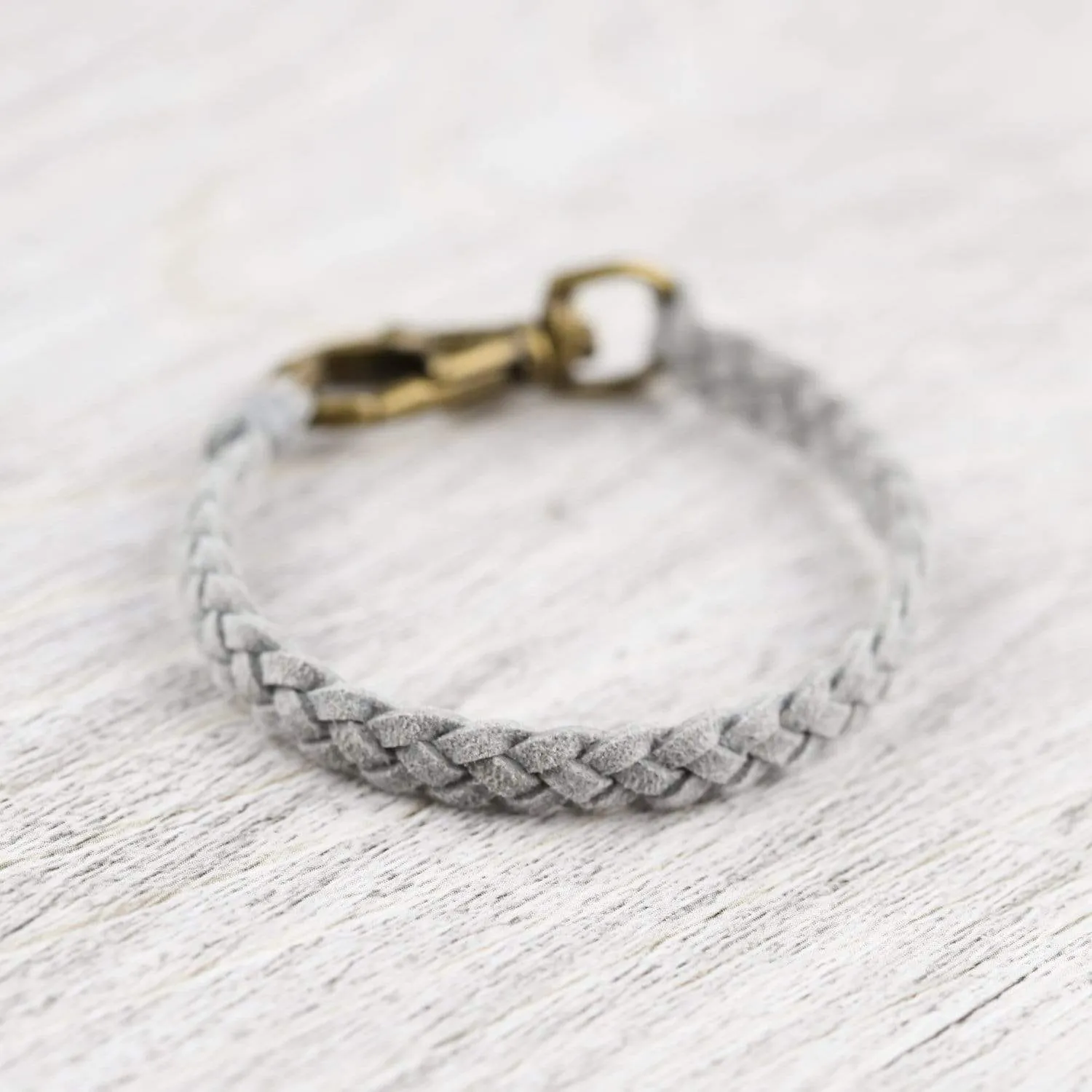 Braided Suede Bracelet in Gray