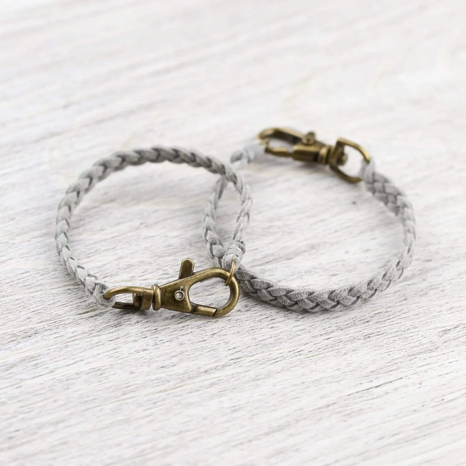 Braided Suede Bracelet in Gray