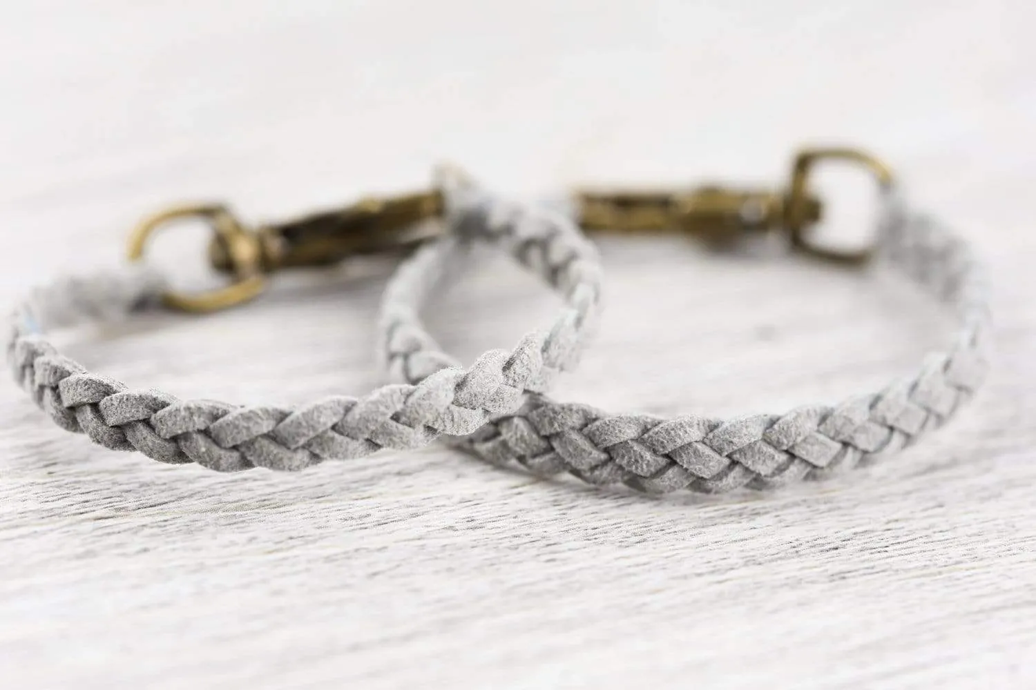 Braided Suede Bracelet in Gray