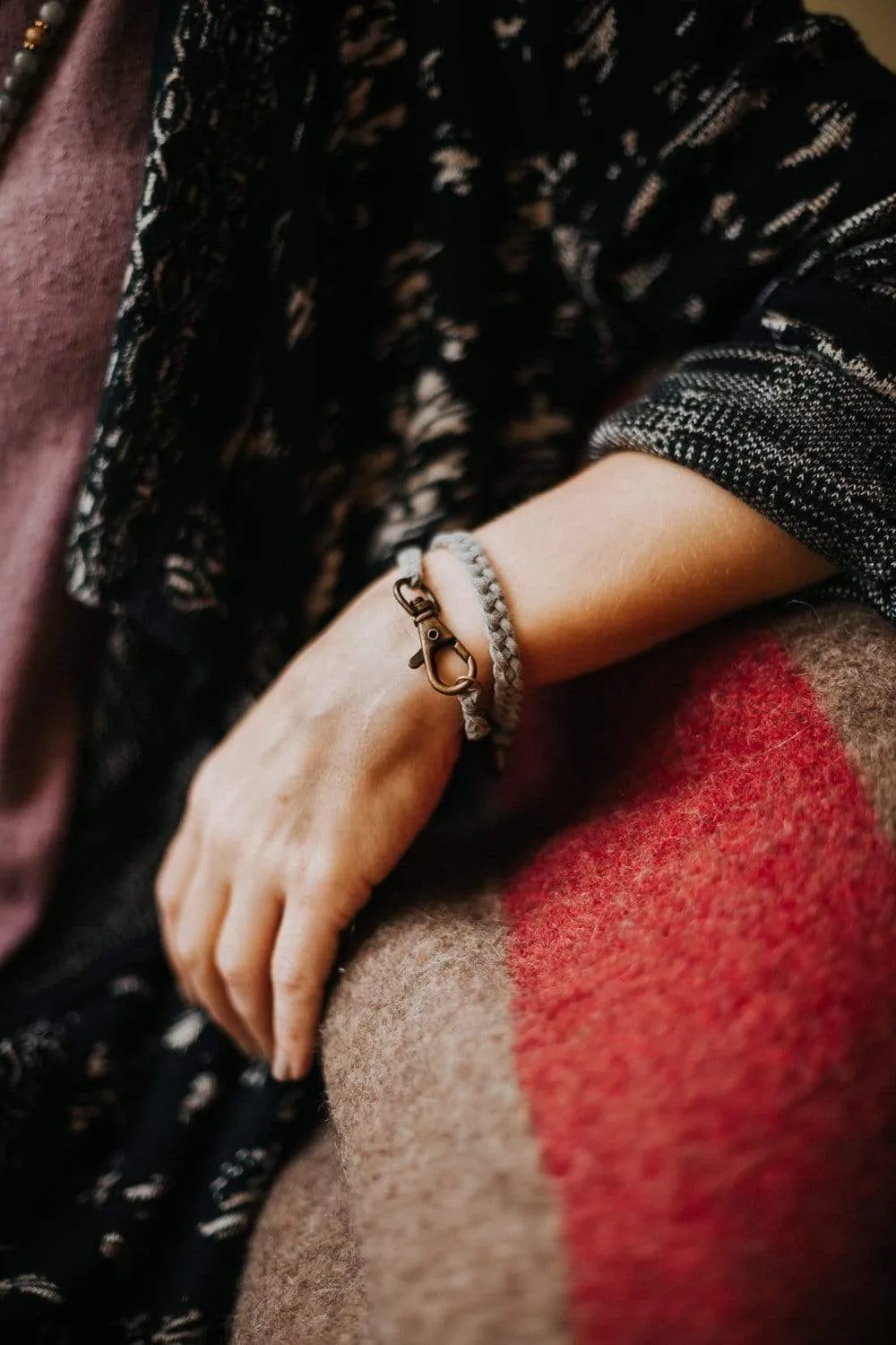 Braided Suede Bracelet in Gray