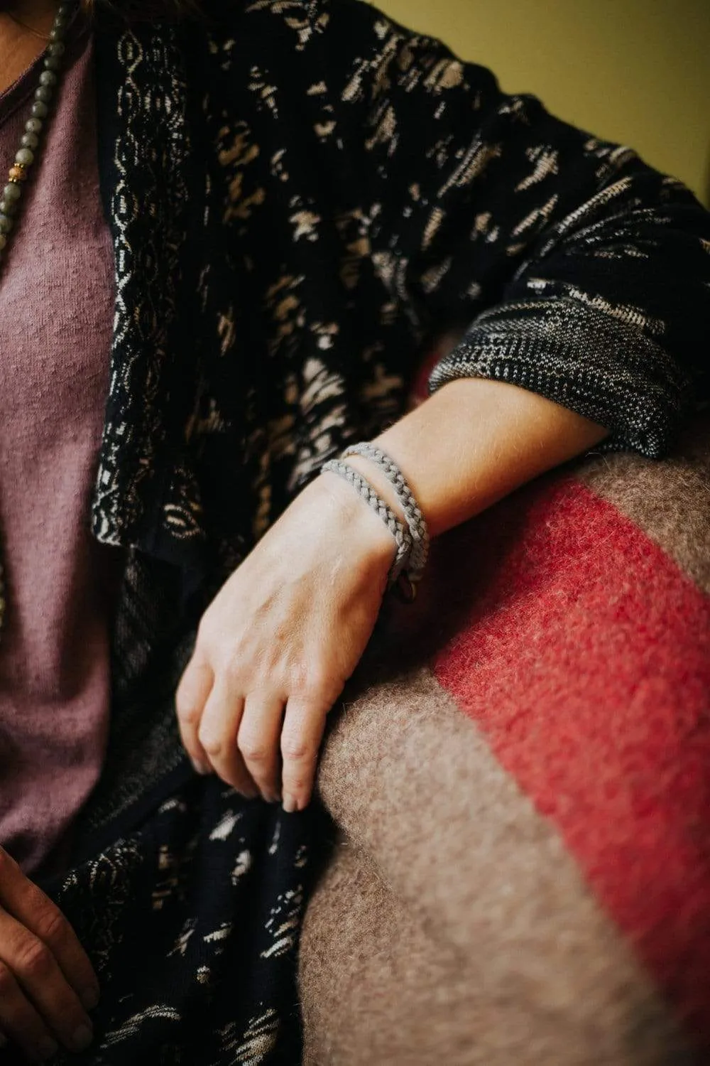 Braided Suede Bracelet in Gray