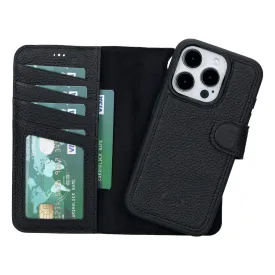 Carter iPhone 15 Pro Wallet Case, Pebble Black