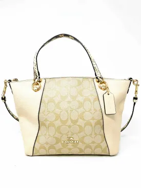 Coach Beige/Cream Signature Leather AS IS Designer Satchel