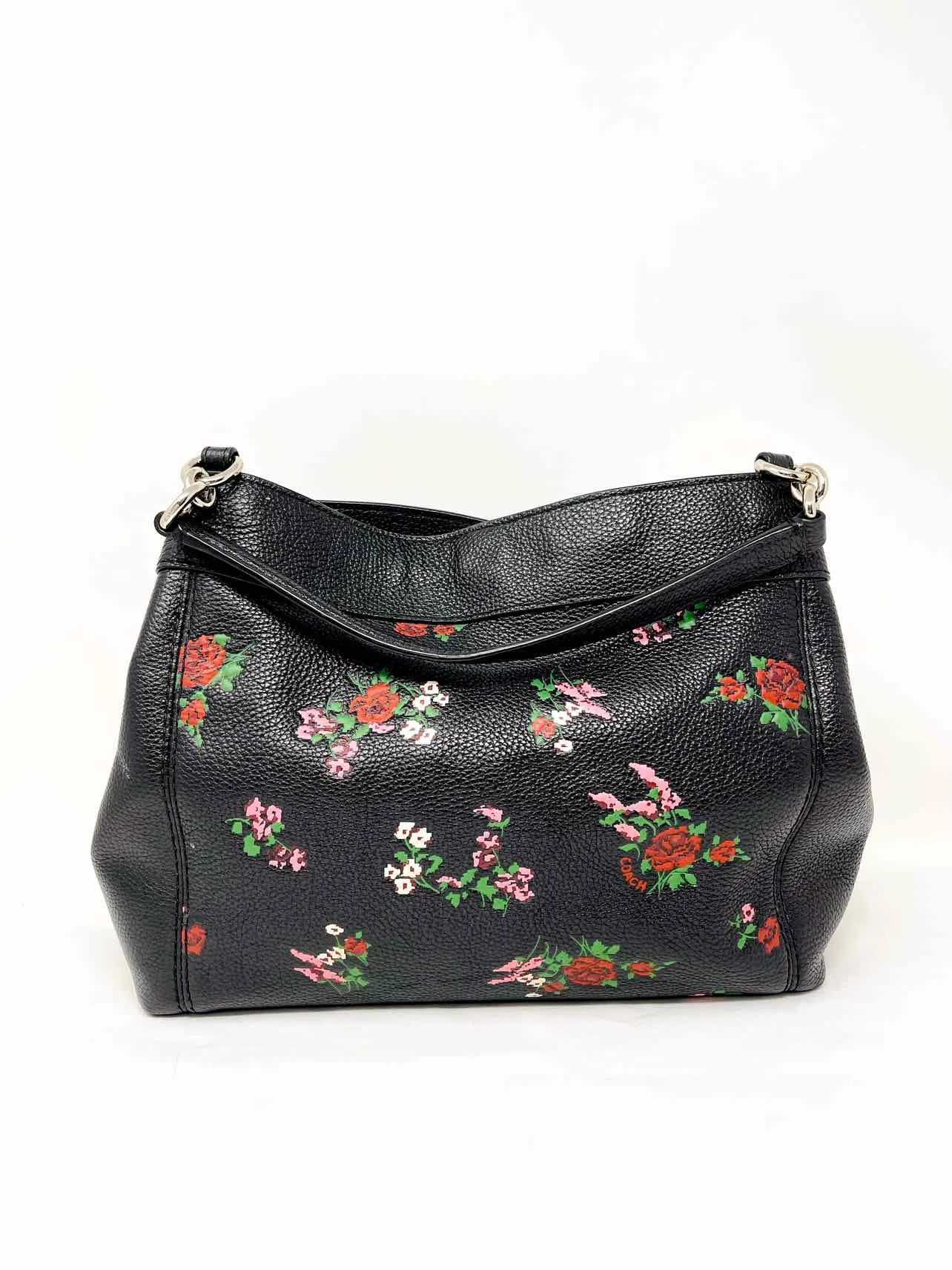 Coach Size Bk/Gr/Pk Shoulder Bag Floral Leather Designer Tote