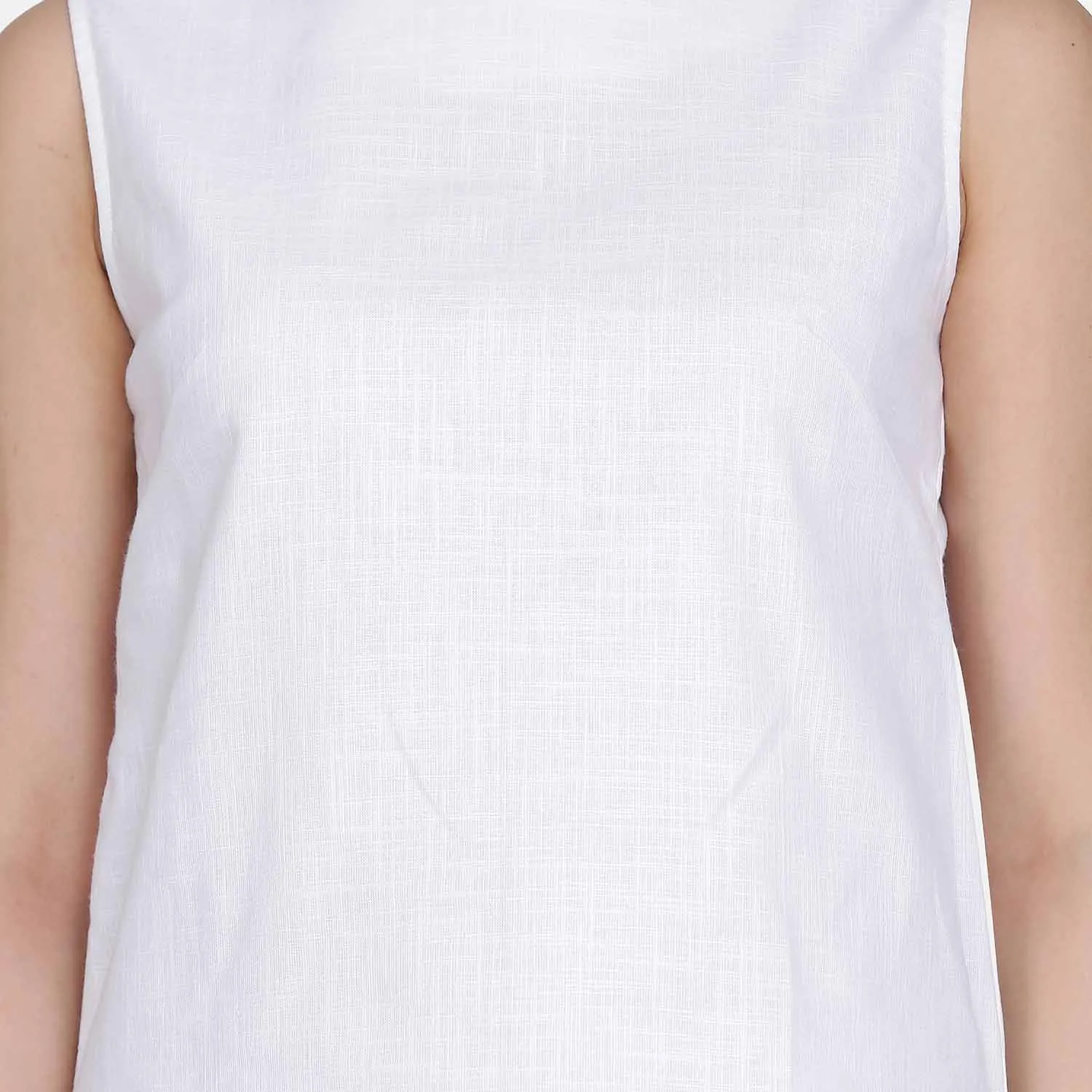 Elegant White Cotton Sleeveless Top