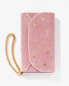 Embellished Rose Velvet Wristlet, iPhone XS/X