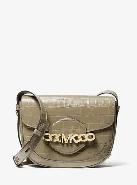 Hally Medium Crocodile Embossed Leather Crossbody Bag