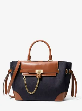 Hamilton Legacy Large Denim and Leather Belted Satchel