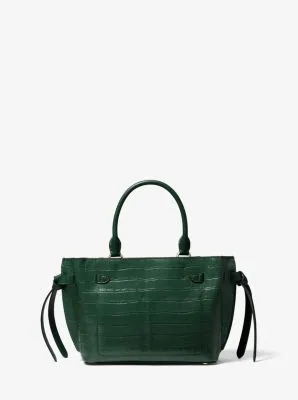 Hamilton Legacy Small Crocodile Embossed Leather Belted Satchel