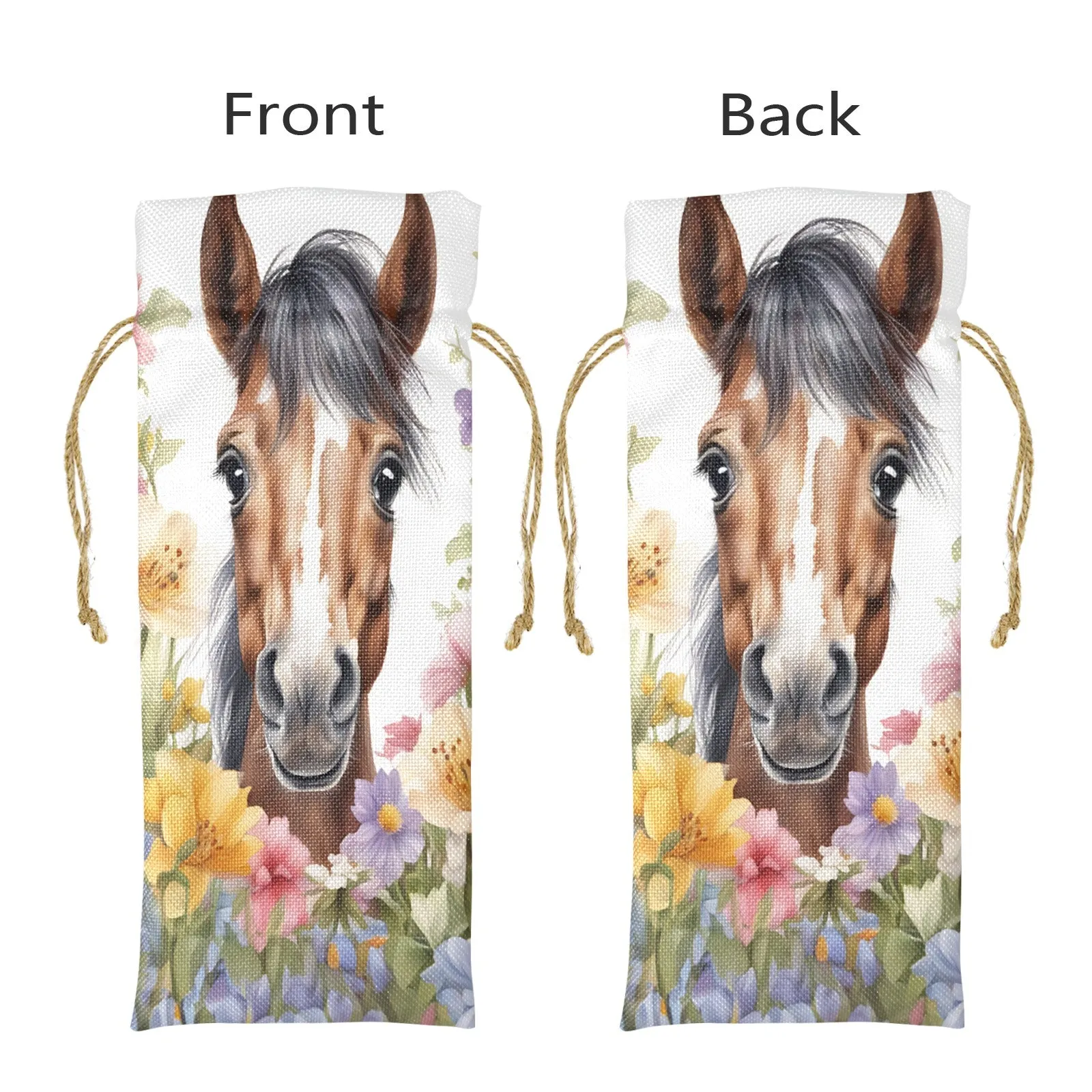 Horse awd305 Linen Wine Bottle Bag