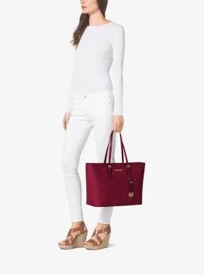 Jet Set Medium Saffiano Leather Top-Zip Tote Bag