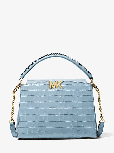 Karlie Medium Crocodile Embossed Leather Satchel