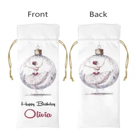 Linen Wine Bottle Bag Personalised Ballerina Bauble