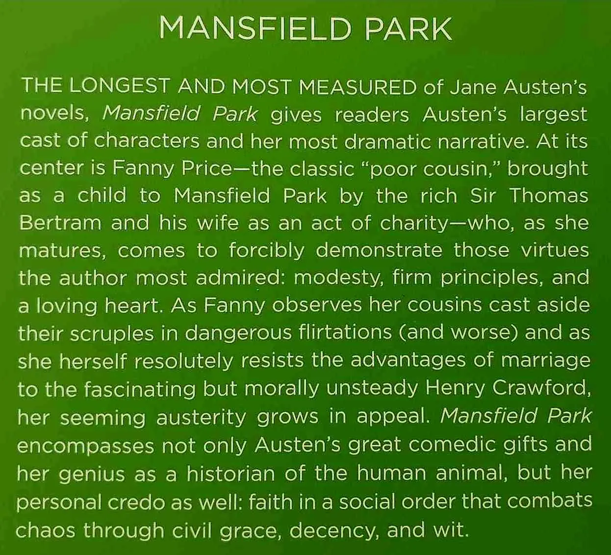 MANSFIELD PARK - Jane Austen