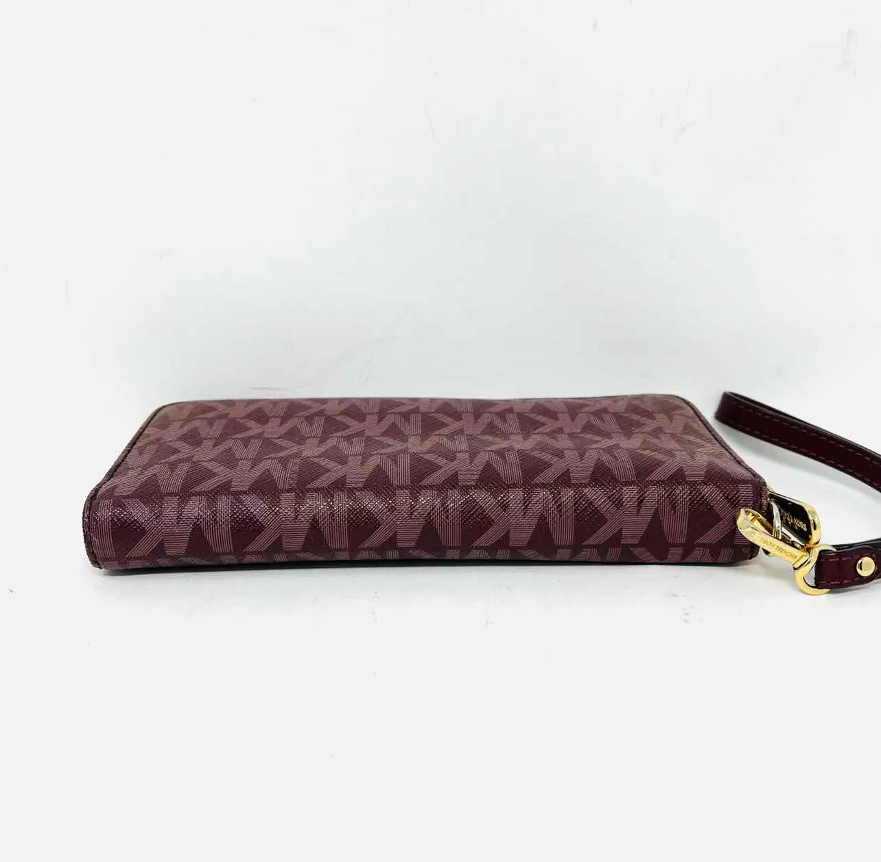 Michael Michael Kors Maroon Monogrammed Saffiano Designer Wristlet