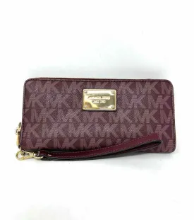 Michael Michael Kors Maroon Monogrammed Saffiano Designer Wristlet