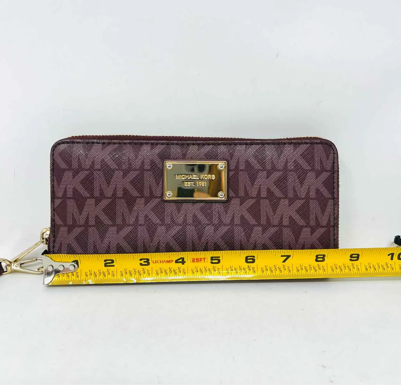 Michael Michael Kors Maroon Monogrammed Saffiano Designer Wristlet