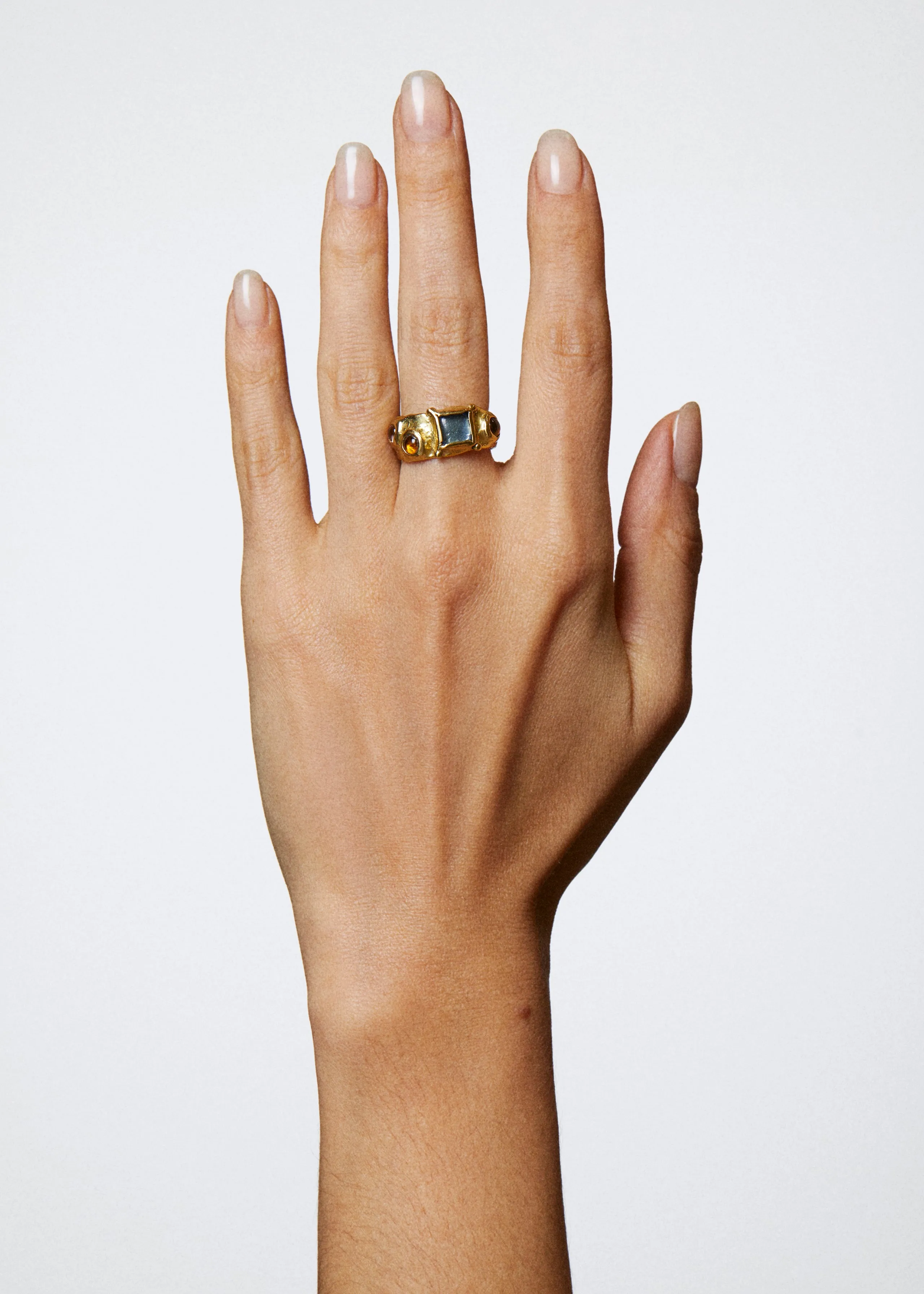 Suede Ring in Brass - Light Blue