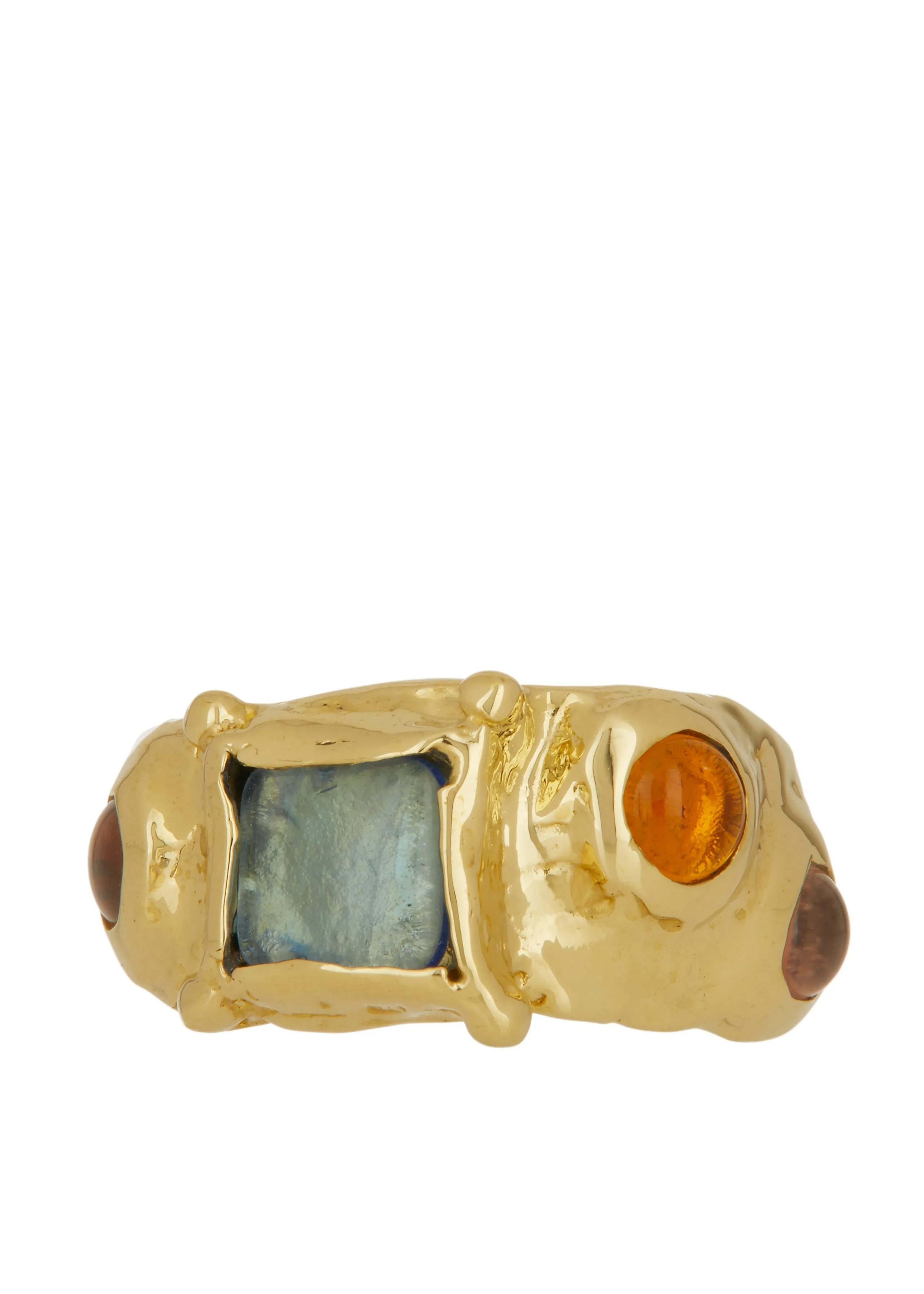 Suede Ring in Brass - Light Blue