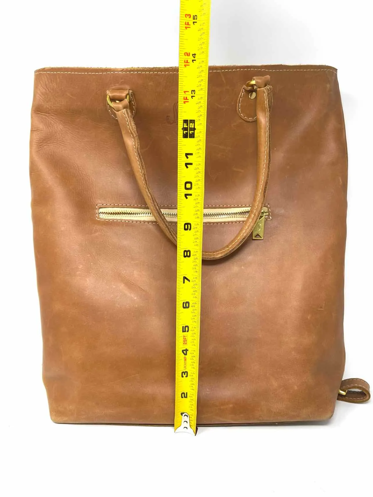 Tan/Gold Zipper Leather Purses BackPack