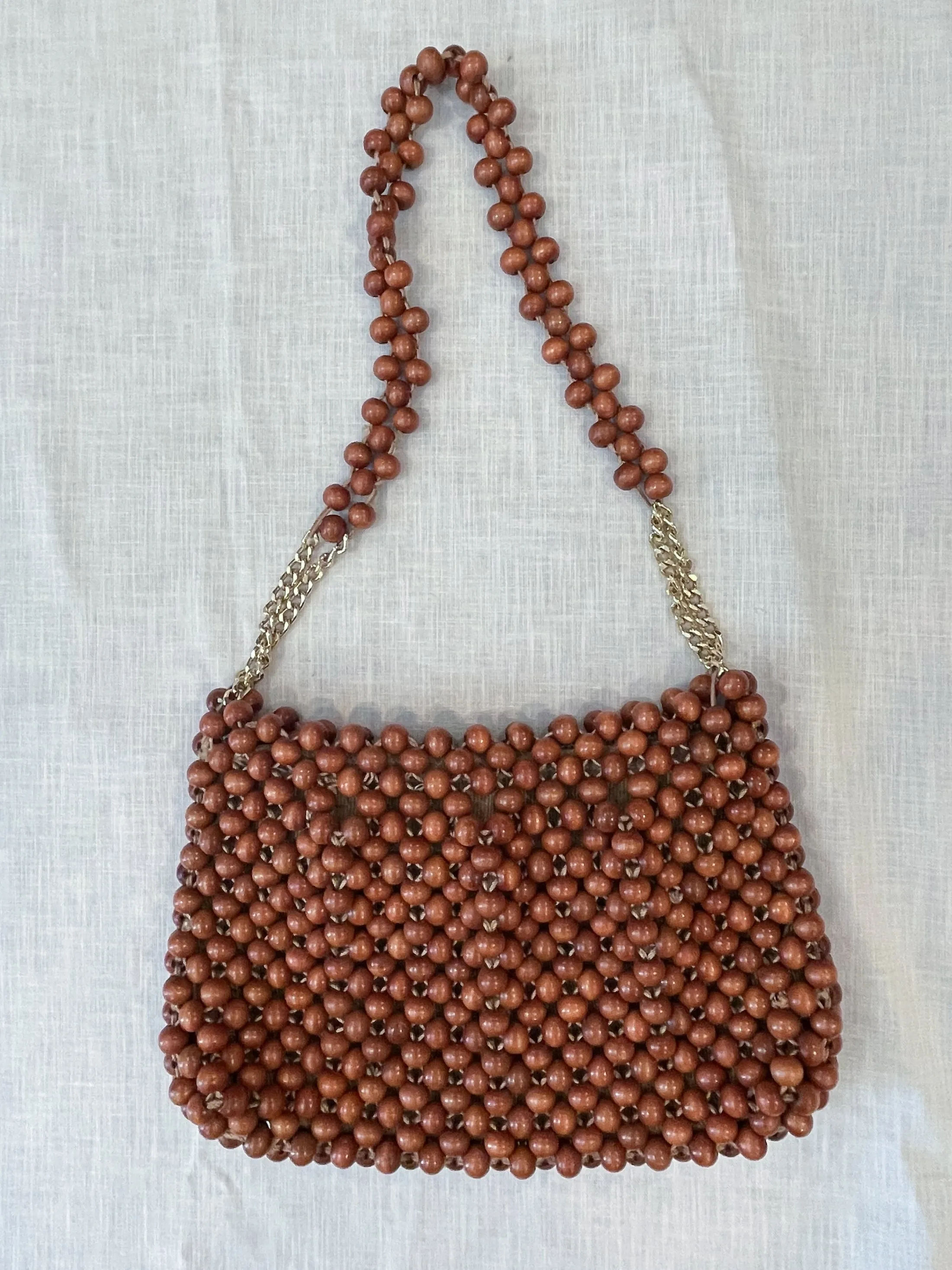 Vintage 60s Mod Brown Beaded Shoulder Bag, Made in Japan Walborg