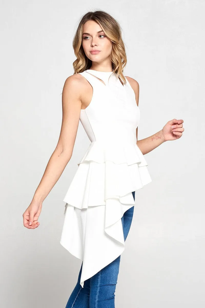 Viola Asymmetric One-Sided Drape Sleeveless Top