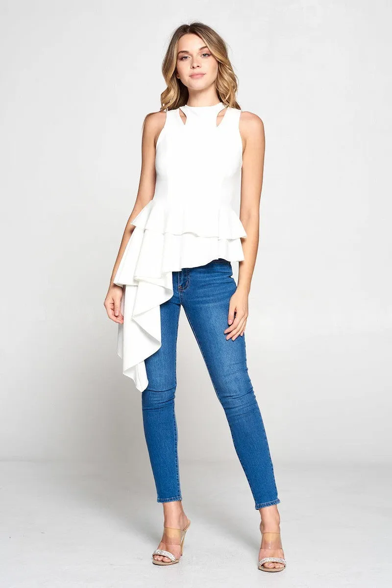 Viola Asymmetric One-Sided Drape Sleeveless Top