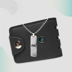 Wallet and Shree Ram Pendant with Chain Combo